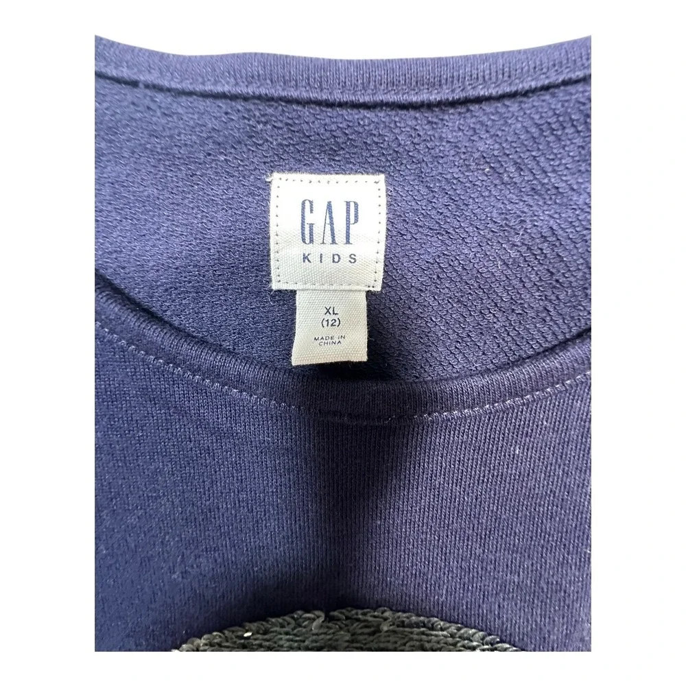 GAP‎ Kids Girls Navy Blue Sequin Smiley Face Ruffle Sleeve Dress XL 12